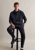 Polo sweatshirt relaxed made of heavy, structured quality - blue