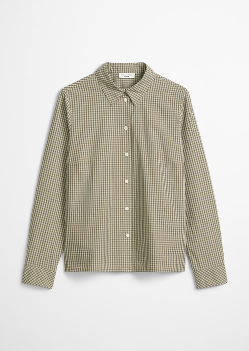 Check blouse with pleat detail regular — Dark Green
