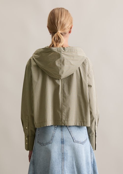 Cropped hooded blouse — Dark Green