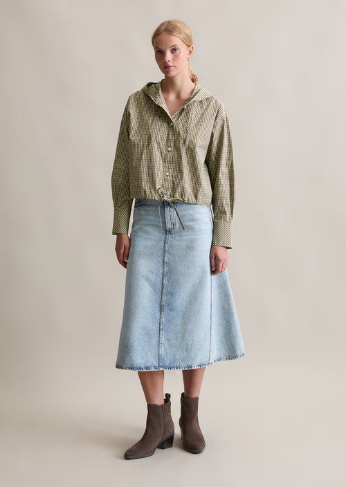 Cropped hooded blouse — Dark Green