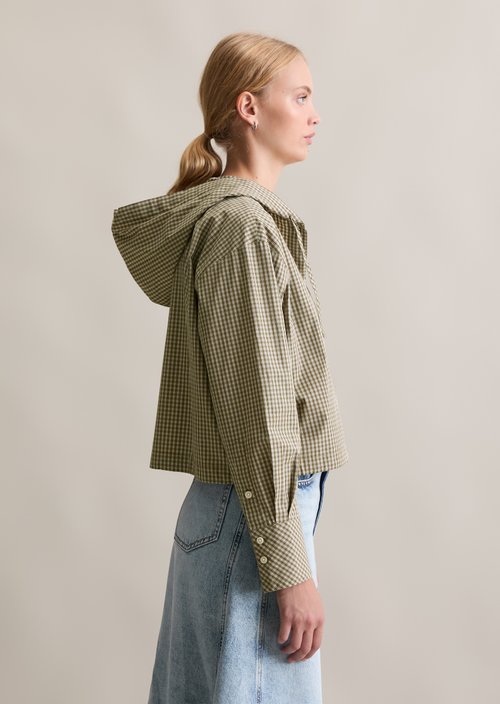 Cropped hooded blouse — Dark Green