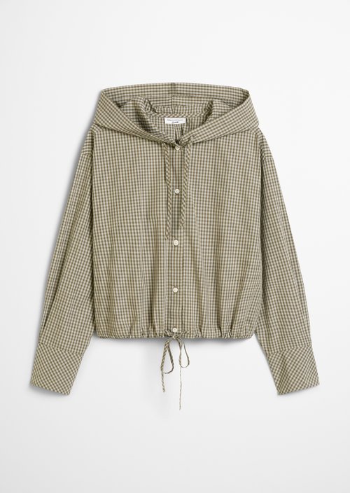 Cropped hooded blouse — Dark Green