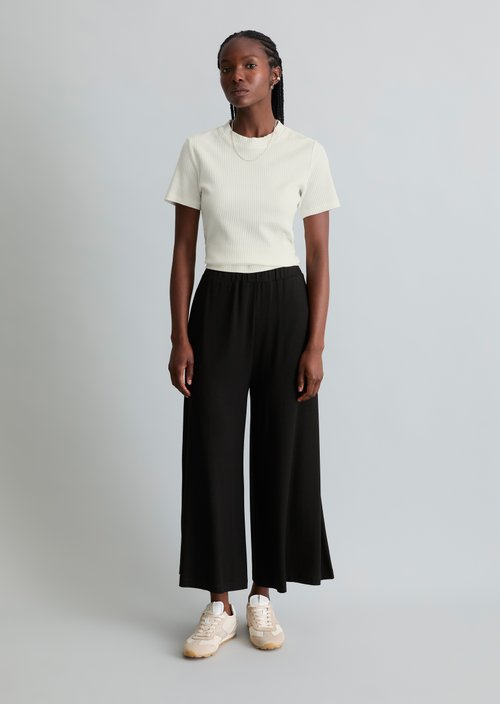 Wide jersey pants — Black