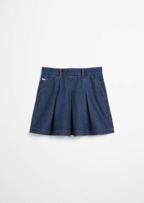 Denim pleated mini skirt — Dark Blue