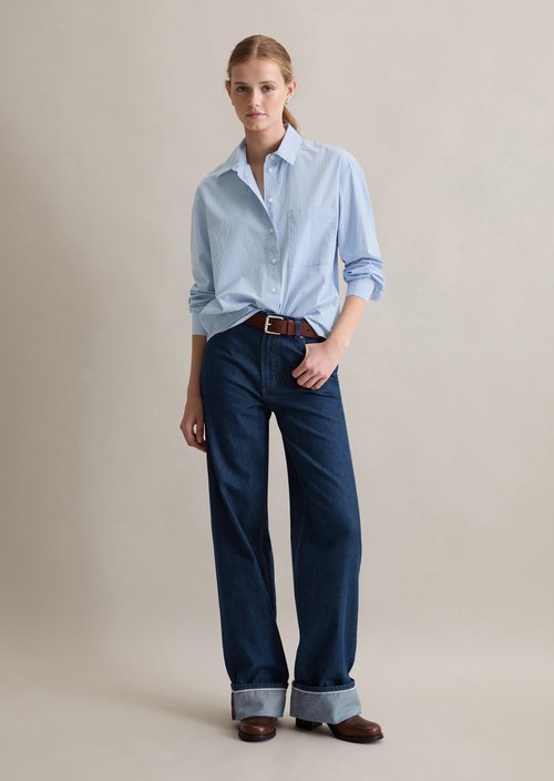 Relaxed striped blouse — Light Blue