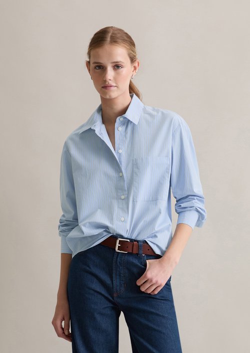 Relaxed striped blouse — Light Blue
