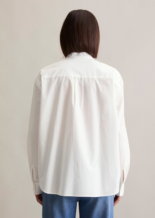 Relaxed stand-up collar blouse — Silky White
