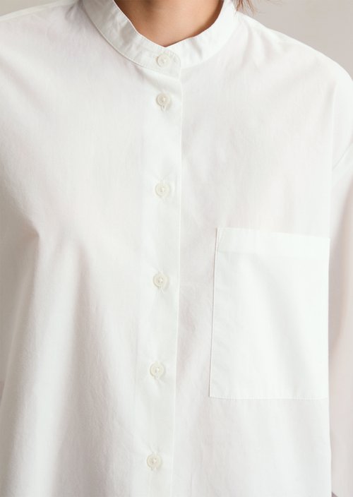 Relaxed stand-up collar blouse — Silky White