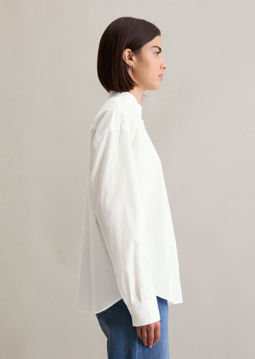 Relaxed stand-up collar blouse — Silky White