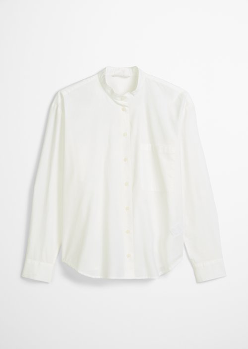Relaxed stand-up collar blouse — Silky White