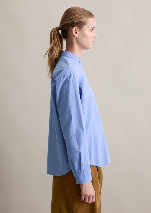 Relaxed stand-up collar blouse — Lake Blue