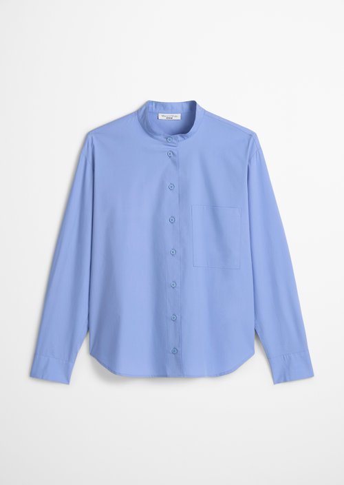 Relaxed stand-up collar blouse — Lake Blue