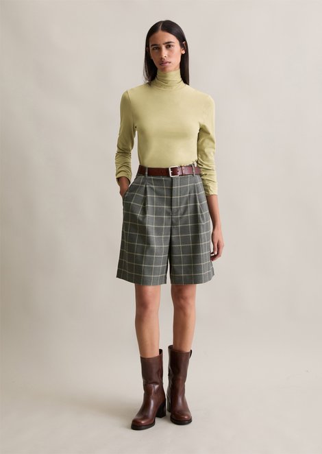 Marc O'Polo Karierte Bermuda wide, Damen, grau, Gr. xxs, 64% Polyester, 34% Viskose, 2% Elasthan