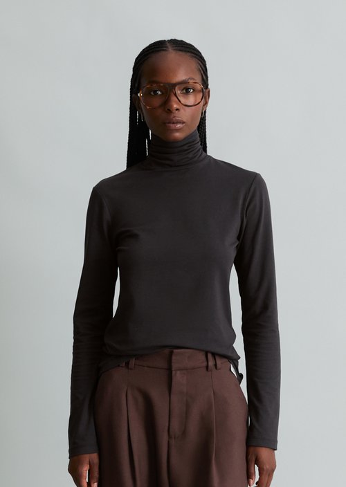 Turtleneck longsleeve slim — Black