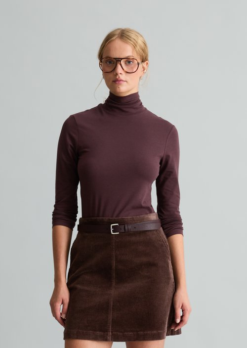 Turtleneck longsleeve slim — Espresso Brown