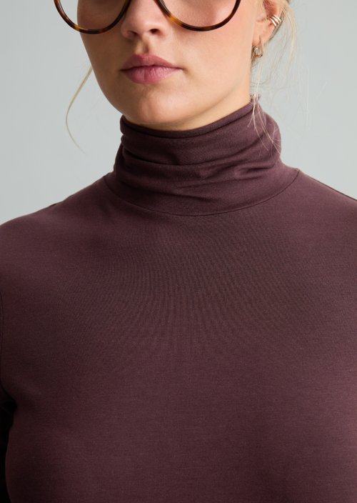 Turtleneck longsleeve slim — Espresso Brown