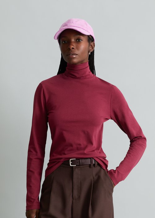 Turtleneck longsleeve slim — Deep Burgundy