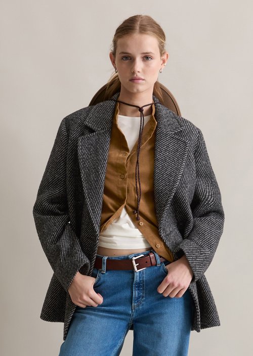 Relaxed tweed blazer — Dark Grey