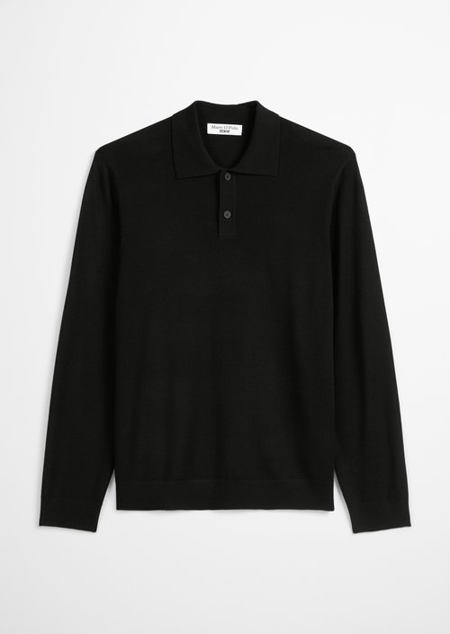 Knitted polo shirt — Black