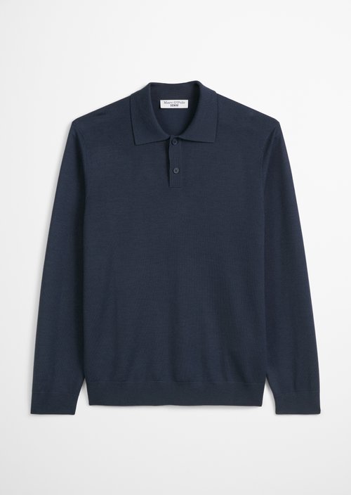 Knitted polo shirt — Navy Teal