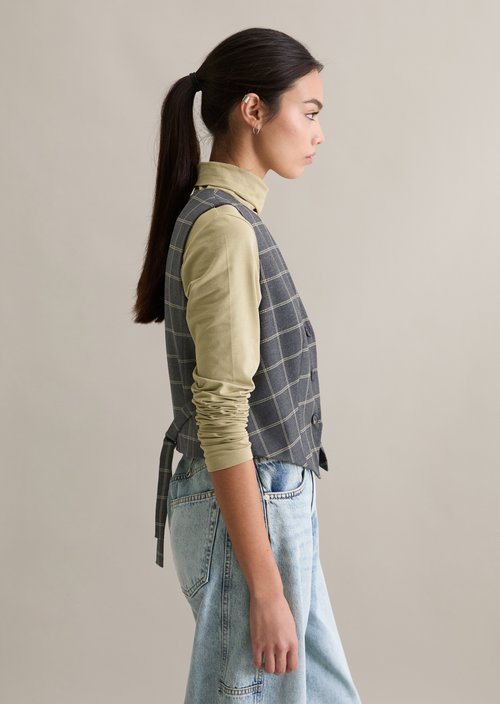 Checked vest regular — Dark Grey