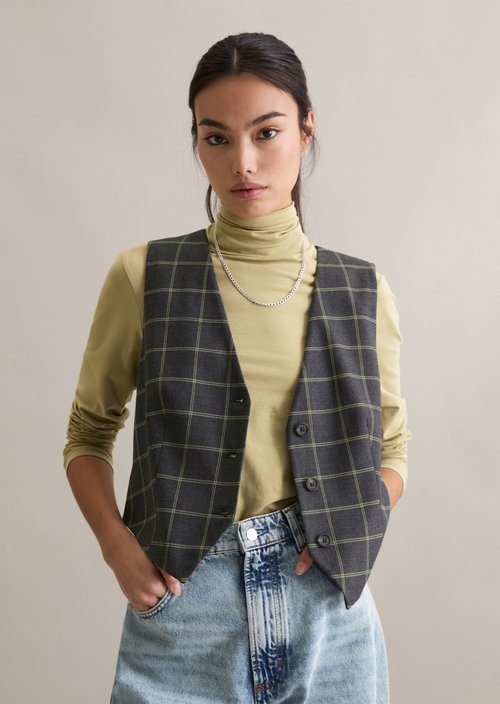 Checked vest regular — Dark Grey