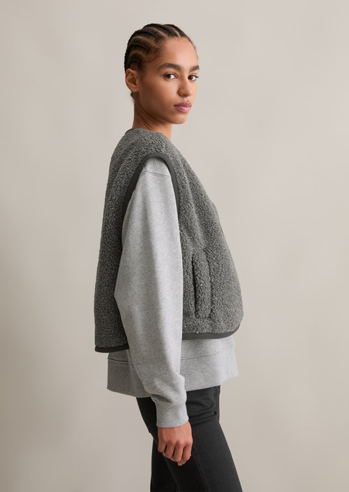 Relaxed teddy vest — Anthra Melange