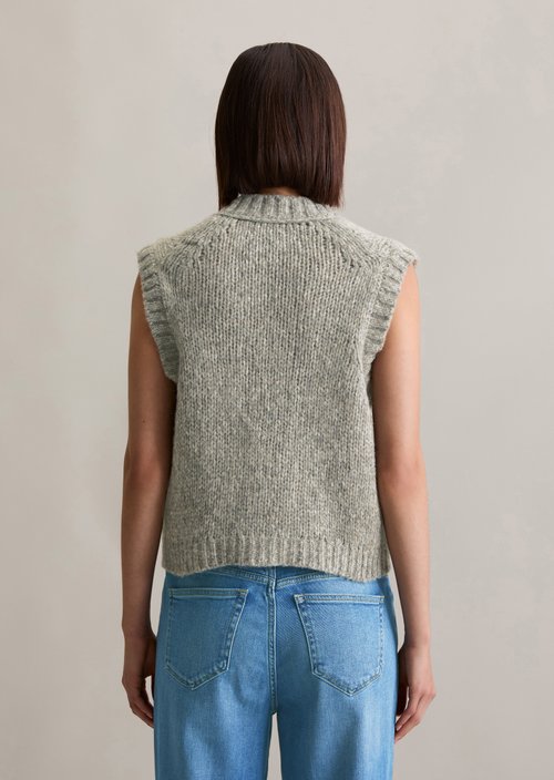 Sleeveless cropped cardigan — Stone Melange
