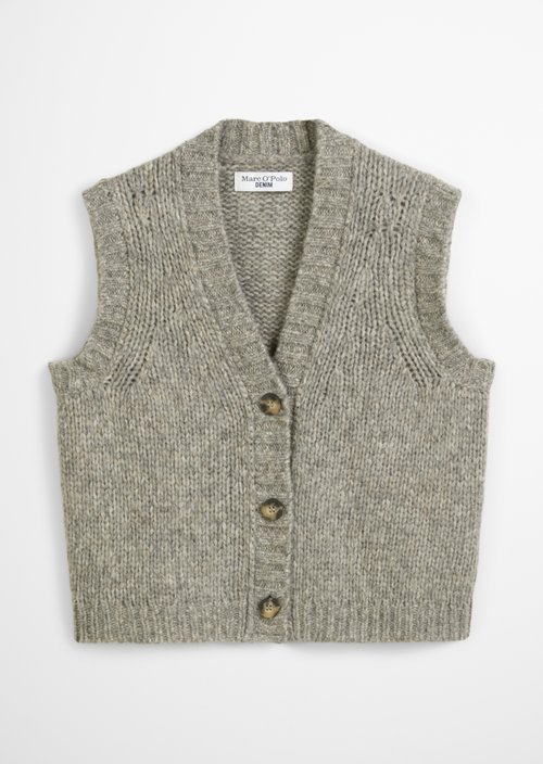 Sleeveless cropped cardigan — Stone Melange
