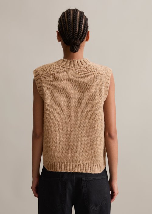 Sleeveless cropped cardigan — Light Almond Melange