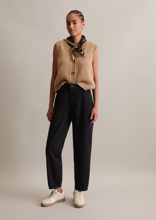 Sleeveless cropped cardigan — Light Almond Melange