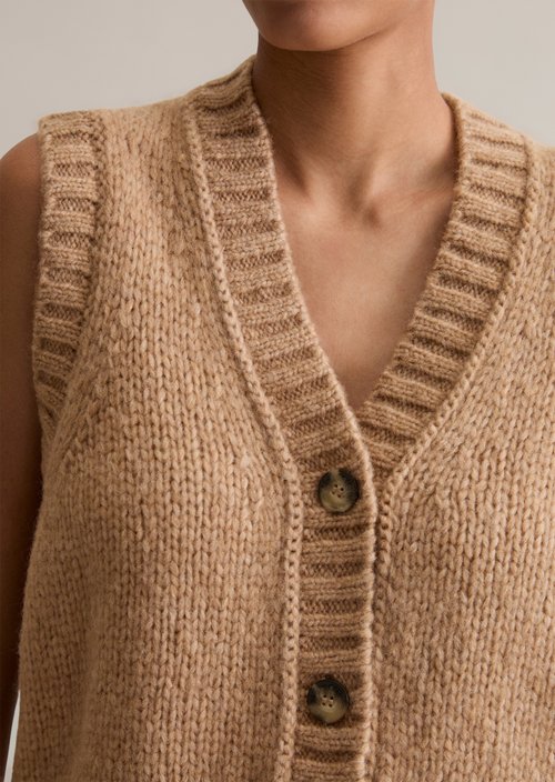 Sleeveless cropped cardigan — Light Almond Melange