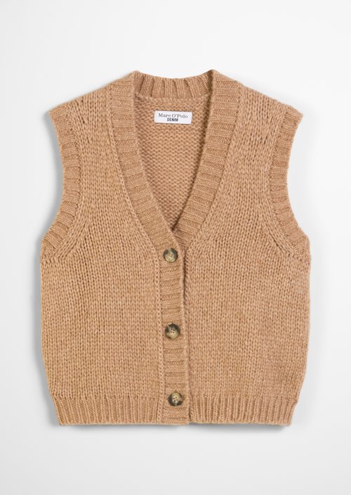 Sleeveless cropped cardigan — Light Almond Melange