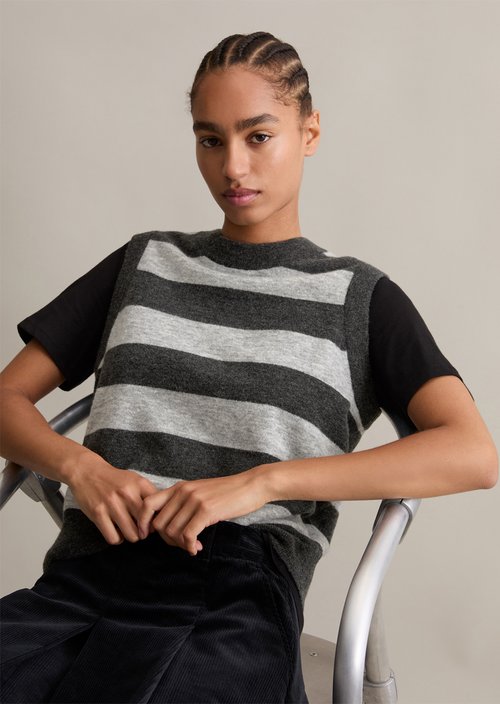 Regular striped sweater — Medium Grey
