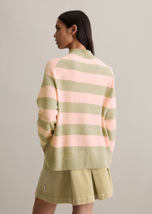 Striped knitted sweater regular — Medium Pink