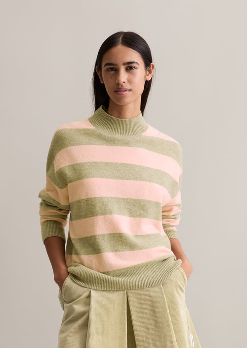 Striped knitted sweater regular — Medium Pink