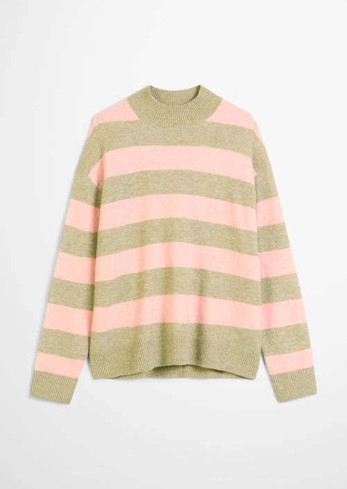 Striped knitted sweater regular — Medium Pink