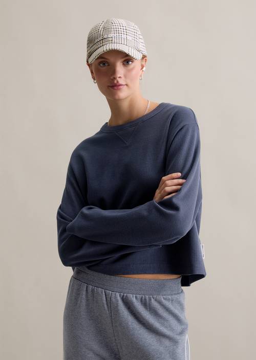 Relaxte longsleeve Blue Depths in vooraanzicht