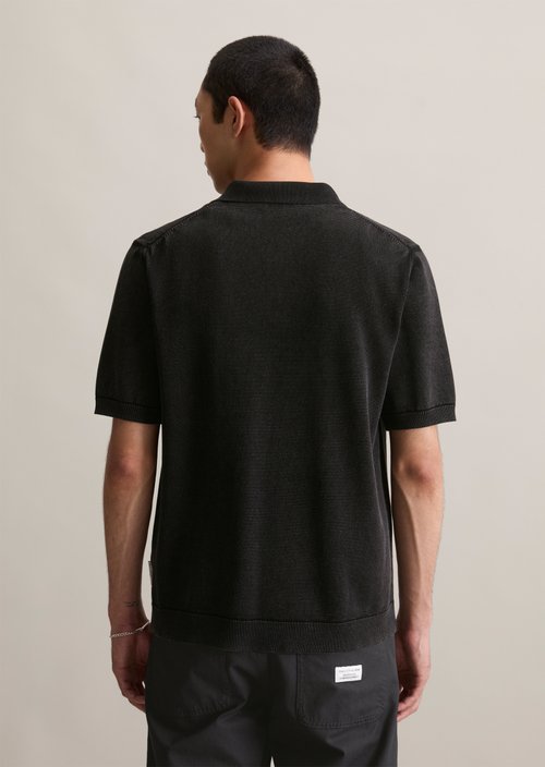 Relaxed knit polo shirt — Black