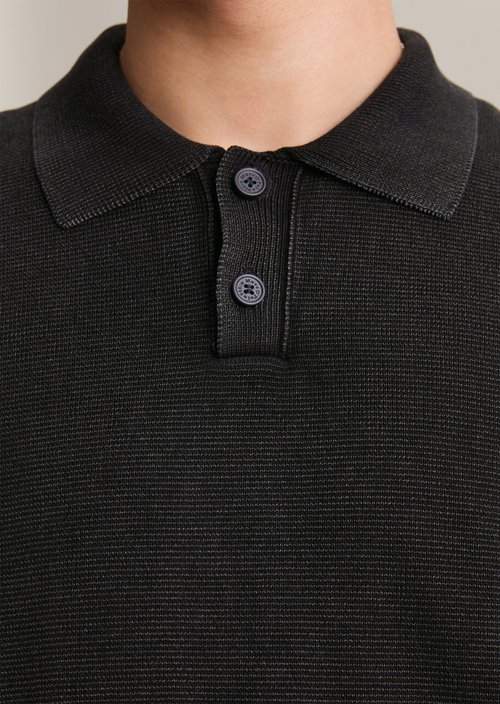 Relaxed knit polo shirt — Black