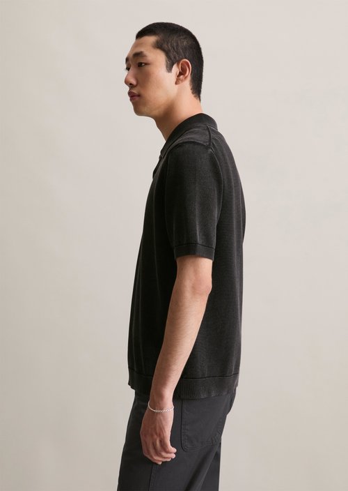 Relaxed knit polo shirt — Black