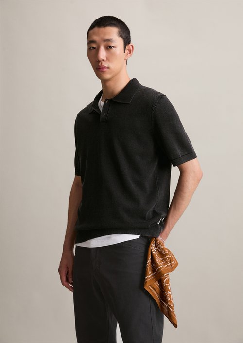 Relaxed knit polo shirt — Black