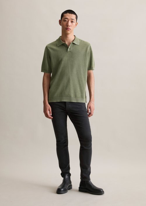 Relaxed knit polo shirt — Oak Ash