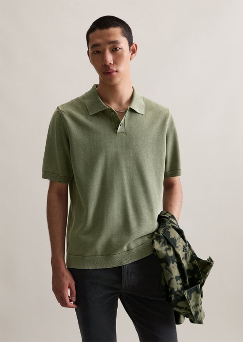 Relaxed knit polo shirt — Oak Ash