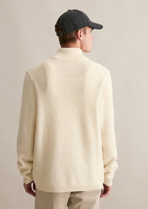 Relaxed knit troyer — White Blush