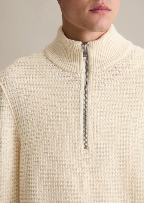 Relaxed knit troyer — White Blush