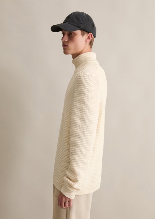 Relaxed knit troyer — White Blush
