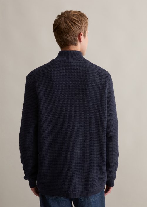 Relaxed knit troyer — Blue Depths