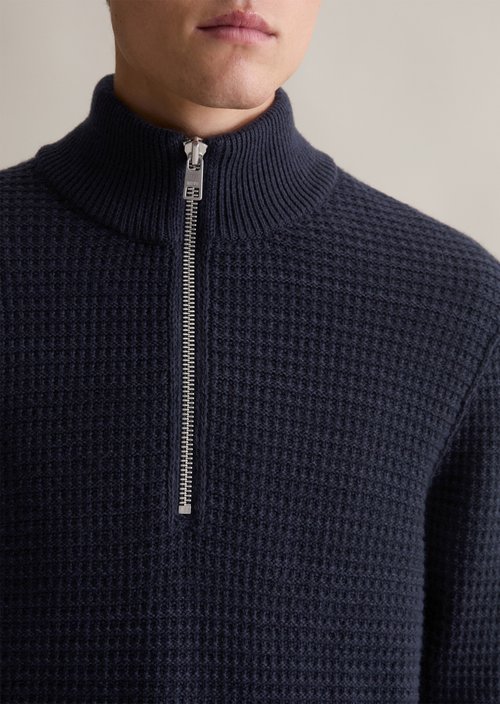 Relaxed knit troyer — Blue Depths