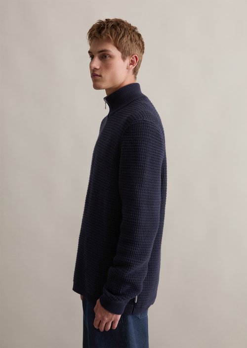 Relaxed knit troyer — Blue Depths